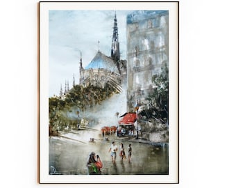 Giclée Print Paris wall art print large Notre Dame wall art living room dining room wall art landscape wall art cityscape print art