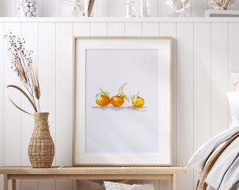 Ligne de tomates et lavage en peinture à l’aquarelle, idées cadeaux, art minimaliste, art de cuisine, tomates d’art mural, fruits de peinture à l’aquarelle, mignon