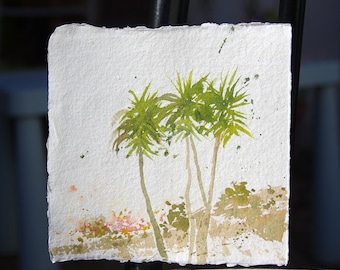 100% hand painted on cotton watercolor paper, landscape palm trees Spain, wall art Spain, mothers day gift, for her, friendship gift ideas