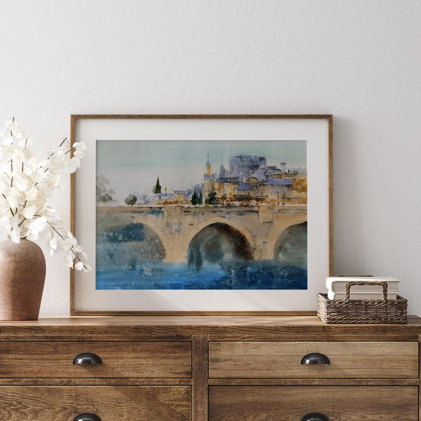 Paris La Seine Aquarelle Peinture Originale, Art original urbain, peinture impressionniste Paris, cadeau pour lui, idées cadeaux, cadeaux d'anniversaire art