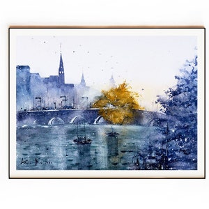 Paris Wall Art DIGITAL Download, klaar om kunstwerken af te drukken, Paris Cityscape, Cadeau voor hem, cadeau voor haar, verjaardagscadeau, kleurrijke wanddecoratie