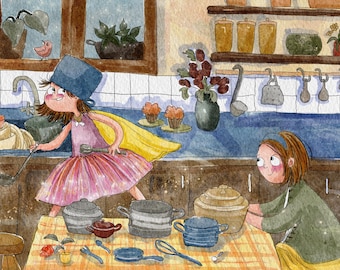 Custom Childrens Book Illustration - Illustrator for Hire - Hand-Drawn Pencil and Watercolor Whimsical - Message me before ordering