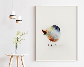 Bird illustration PRINTABLE  2, wall art bird, pink robin bird wall decoration, nursery wall art bird, bedroom wall art, living room decors