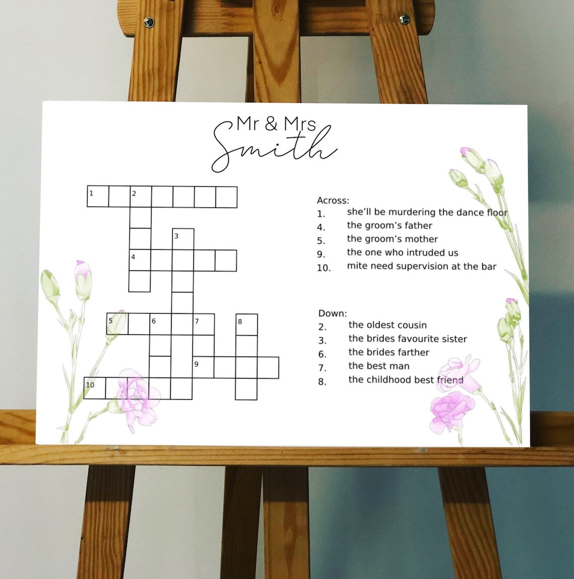 Mots croisés géants. Mots croisés de mariage. mariage. Décor Etsy