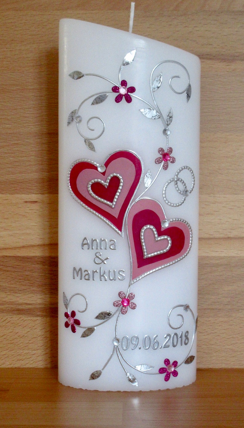 caption Wedding candle with hearts wedding candles bridal candle bridal couple gift wedding gifts wedding decoration incl