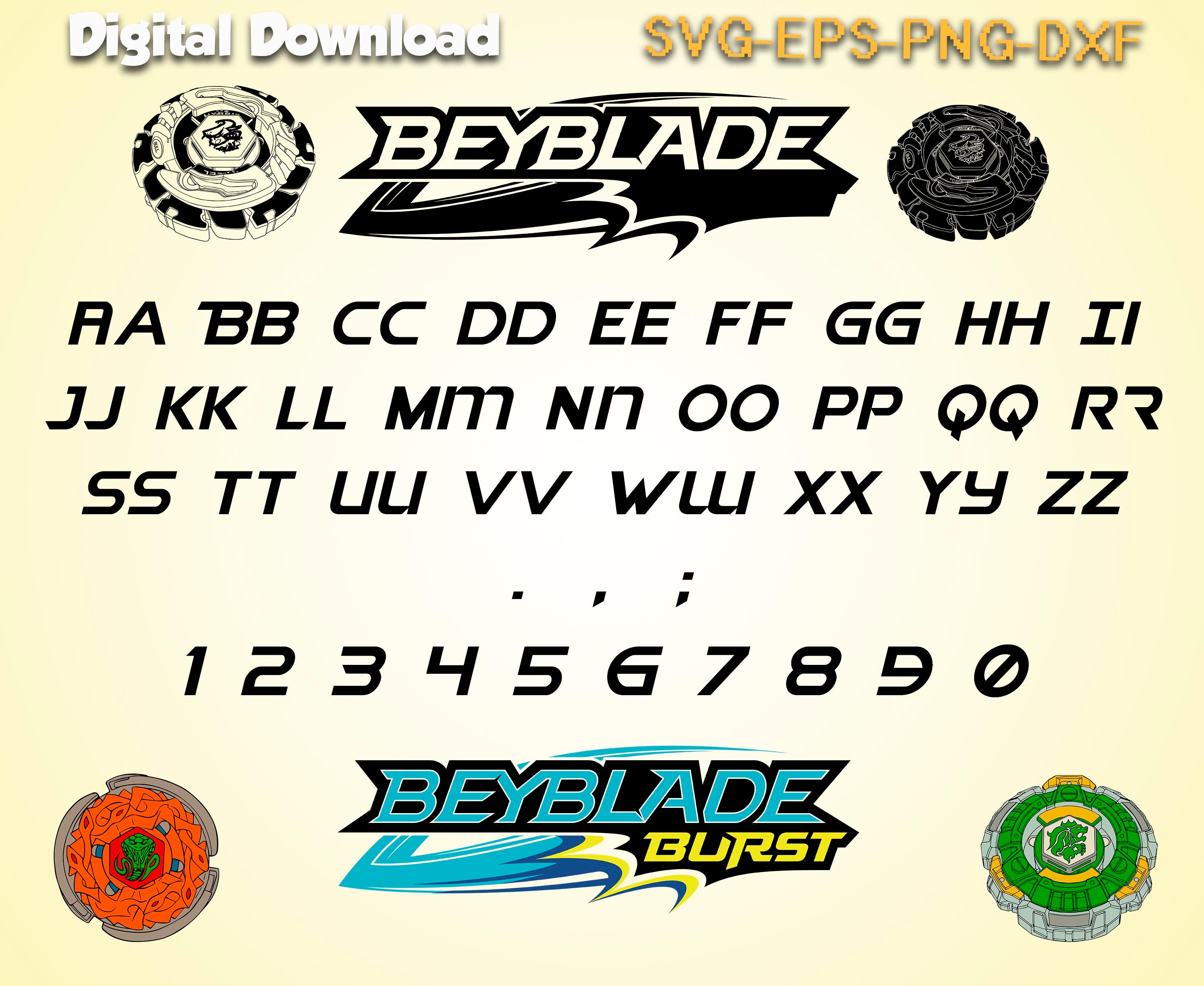 BeyBlade font svg BeyBlade alphabet svg BeyBlade Burst svg | Etsy