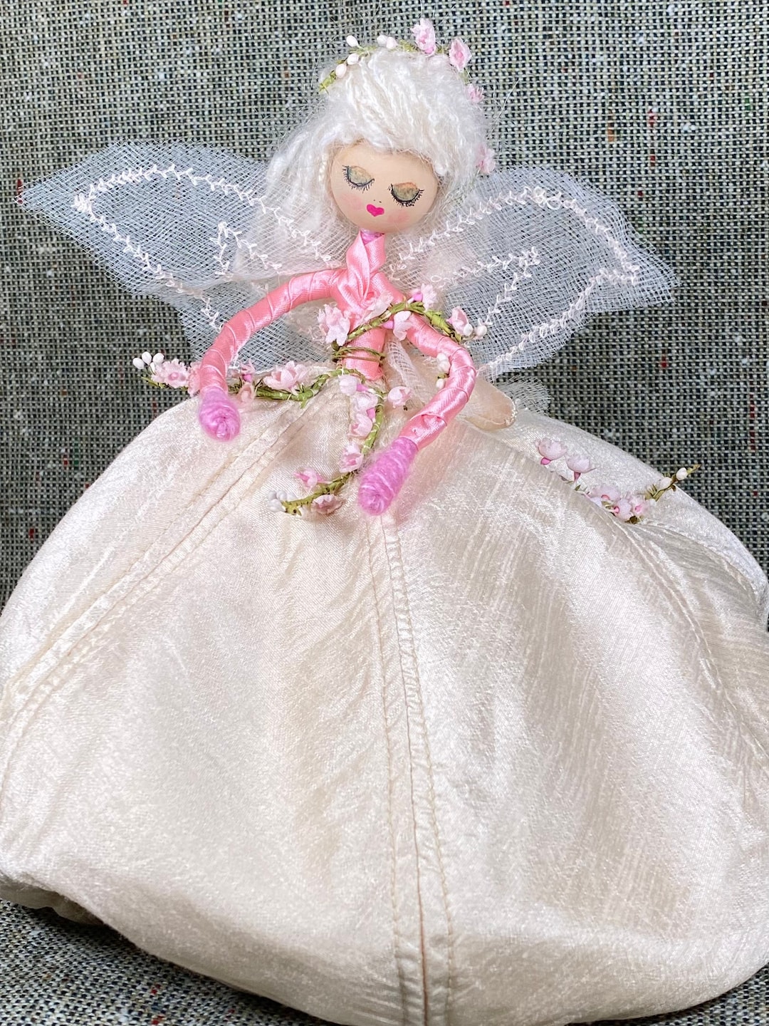 Handmade Vintage Fairy Doll, Christmas Fairy, Hat Fairy, Gift for Her