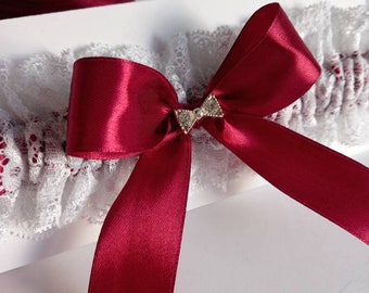 Wine red bridal garter, wedding gift, lace garter, bachelorette party gift for bride, bridal lingerie