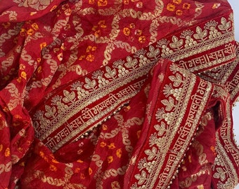 Traditional Bridal Red Saubhagyavati Bandhej Dupatta
