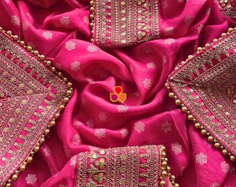 Chunni de mariage brodé floral rose dupatta en soie nuptiale