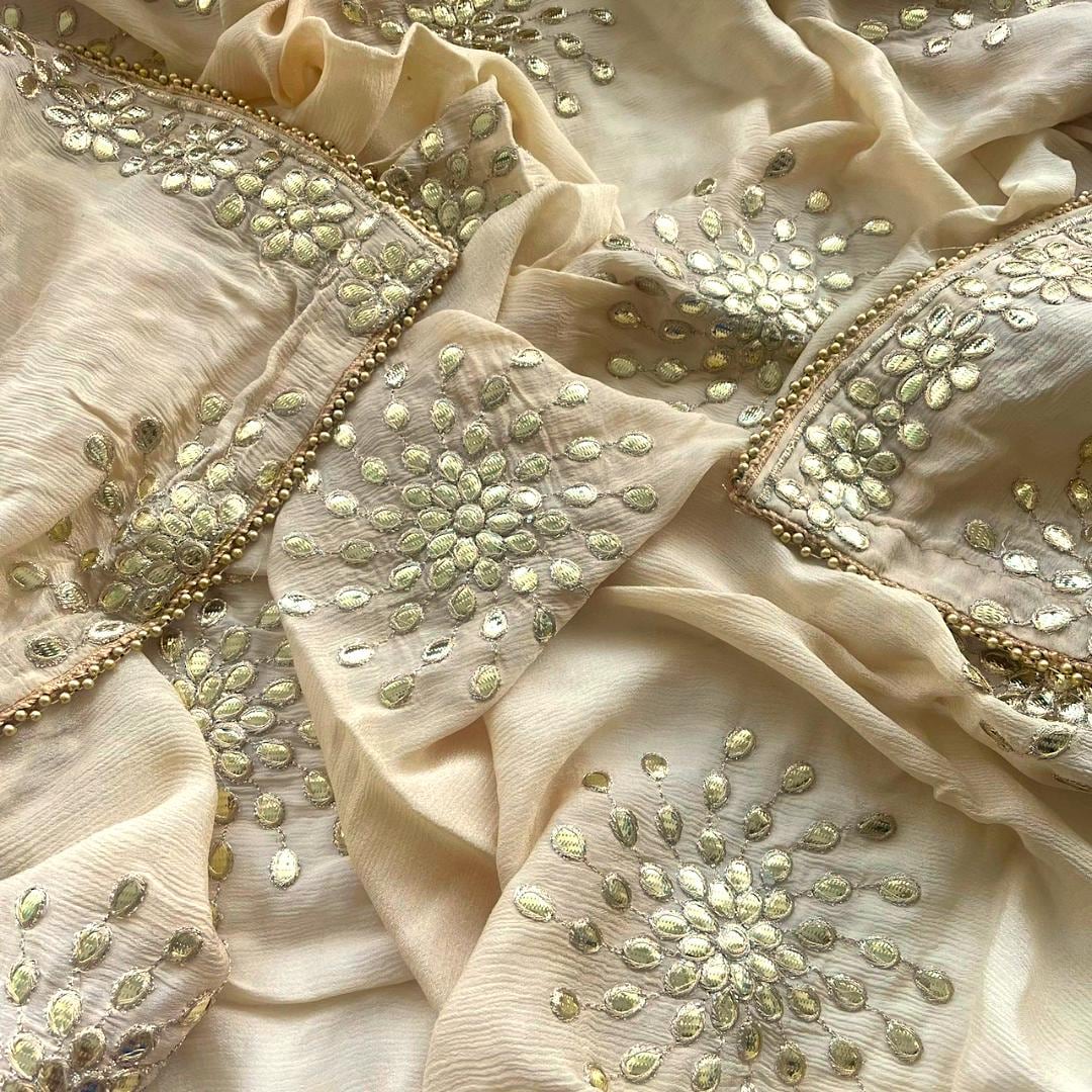 Peach Gotta Patti Chiffon Dupatta