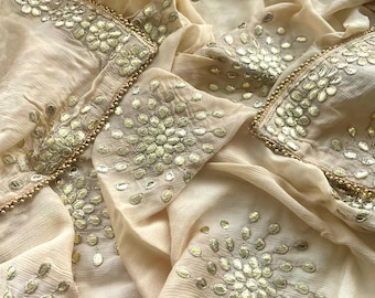 Gold Gotta Patti Floral Chiffon Dupatta