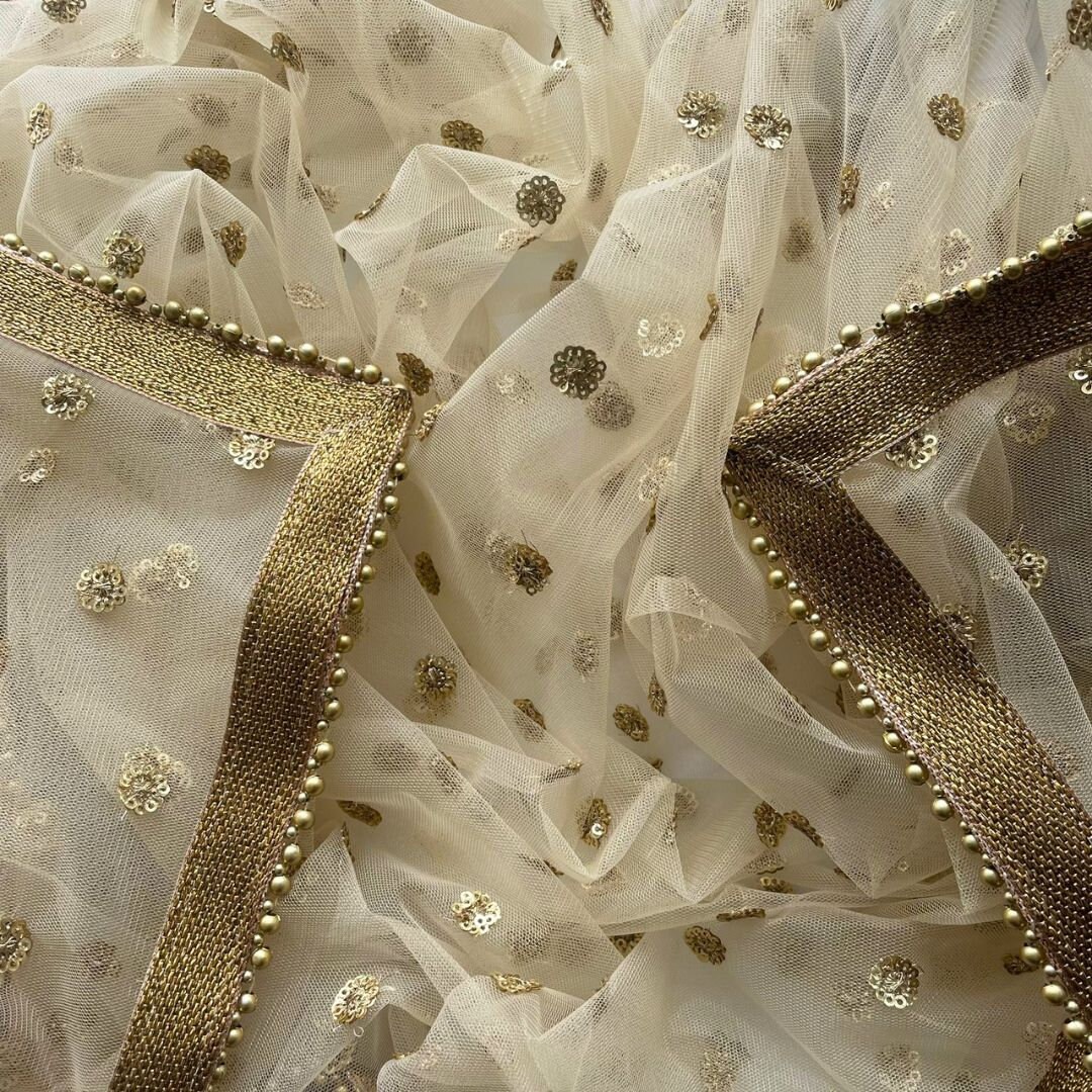 Gold Geometric Jacquard Woven Dupatta