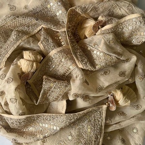 Glamour Gold Sequin Georgette Dupatta