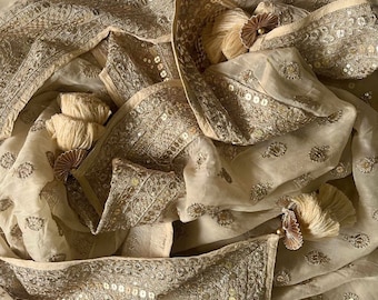 Glamour Gold Sequin Georgette Dupatta