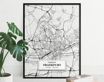 Frankfurt Street Map Etsy