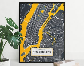 New York kaart afdrukken | New York Wall Art Poster | NYC | Stad kaarten artwork | De giften van de Verenigde Staten | Kaart artwork | Manhattan