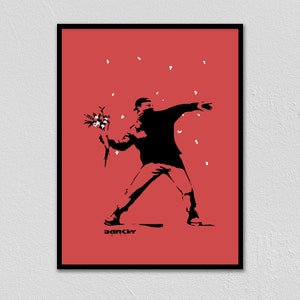 Banksy Flower Thrower Street Art Graffiti Painting Urban Contemporary Art