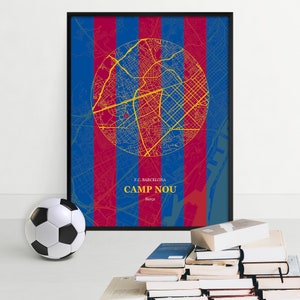 Camp Nou, Stadium Map Print, Barcelona Street Map, Football Stadium Artwork, Barcelona Wall Art Poster, Sports Fan Gift, Camp Nou Print