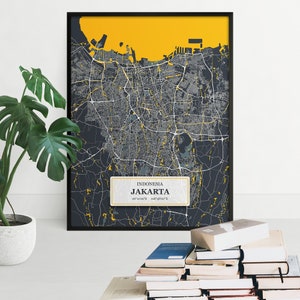 Jakarta Map Print | Jakarta Wall Art Poster | Jakarta Street Map | City Maps Artwork | Indonesia | Travel Gift | Jakarta Poster