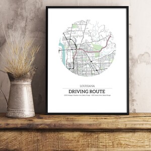 Louisiana Driving Route Map, 12015 Morgan Meadow Ave - 4505 Scenic Hwy, Baton Rouge, Driving Route Poster, Louisiana Road, Rijkaart