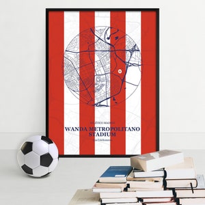 Wanda Metropolitano Stadion, Stadion Karte Druck, Atlético-Madrid Straße Karte, Fußball-Stadion Kunstwerk, Atlético Wand Kunst Poster, Wanda Druck