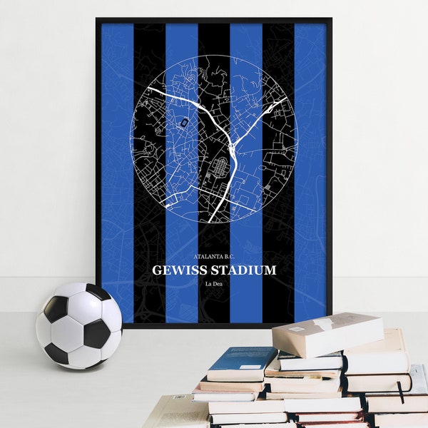 Gewiss Stadium, Stadium Map Print, Atalanta BC Street Map, Football Artwork, Atalanta Wall Art Poster, Sports Fan Gift, Gewiss Stadium Print