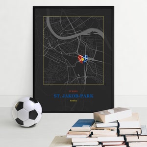 St Jakob Park Stadium Map Print, FC Basel Wall Art Poster, Street Map, Football Stadium Artwork, Sports Fan Gift