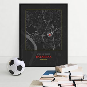 Bayarena Stadion Karte Druck, Bayer 04 Leverkusen Wandkunst Poster, Straßenkarte, FußballStadion Kunstwerk, Sport Fan Geschenk