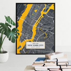 Impresión de mapas de Nueva York / Cartel de arte de la pared de Nueva York / NYC / City Maps Artwork / Regalos de Estados Unidos / Mapa de arte / Manhattan