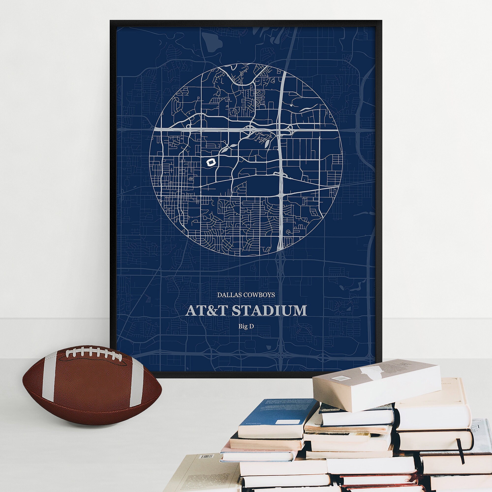 AT&T Stadium, Stadium Map Print, Dallas Cowboys Street Map, Football ...