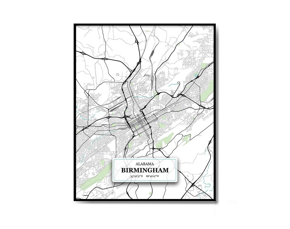 Birmingham Alabama Street Map Triptych Set of Prints - Etsy