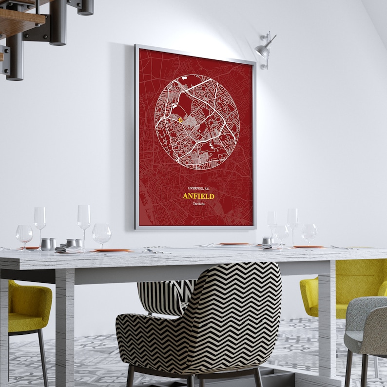 Stadium Map Print Football Stadium Artwork Liverpool Street Map Sports Fan Gift Anfield Print Anfield Red Liverpool Wall Art Poster