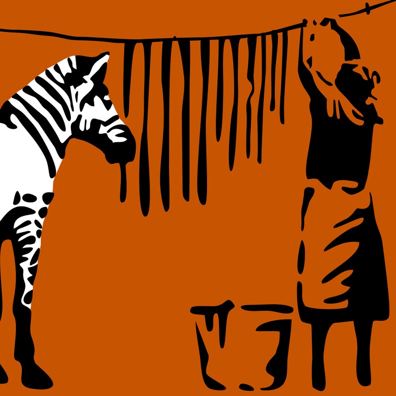 Banksy Washing Zebra Stripes, Contemporary Art, Modern Poster, Graffiti