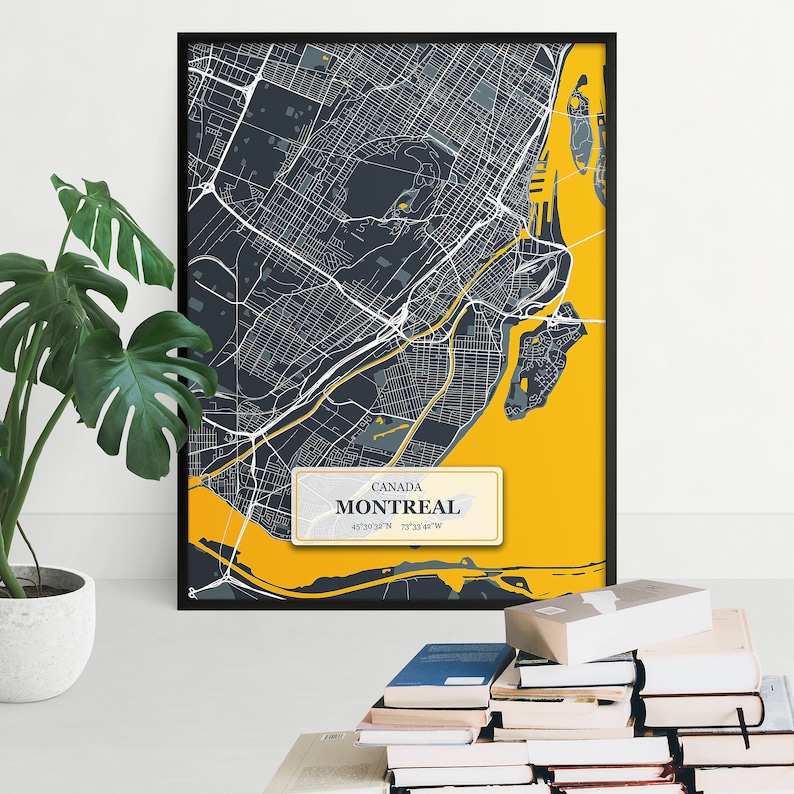 Montreal Map Print Montreal Wall Art Poster Montreal Etsy