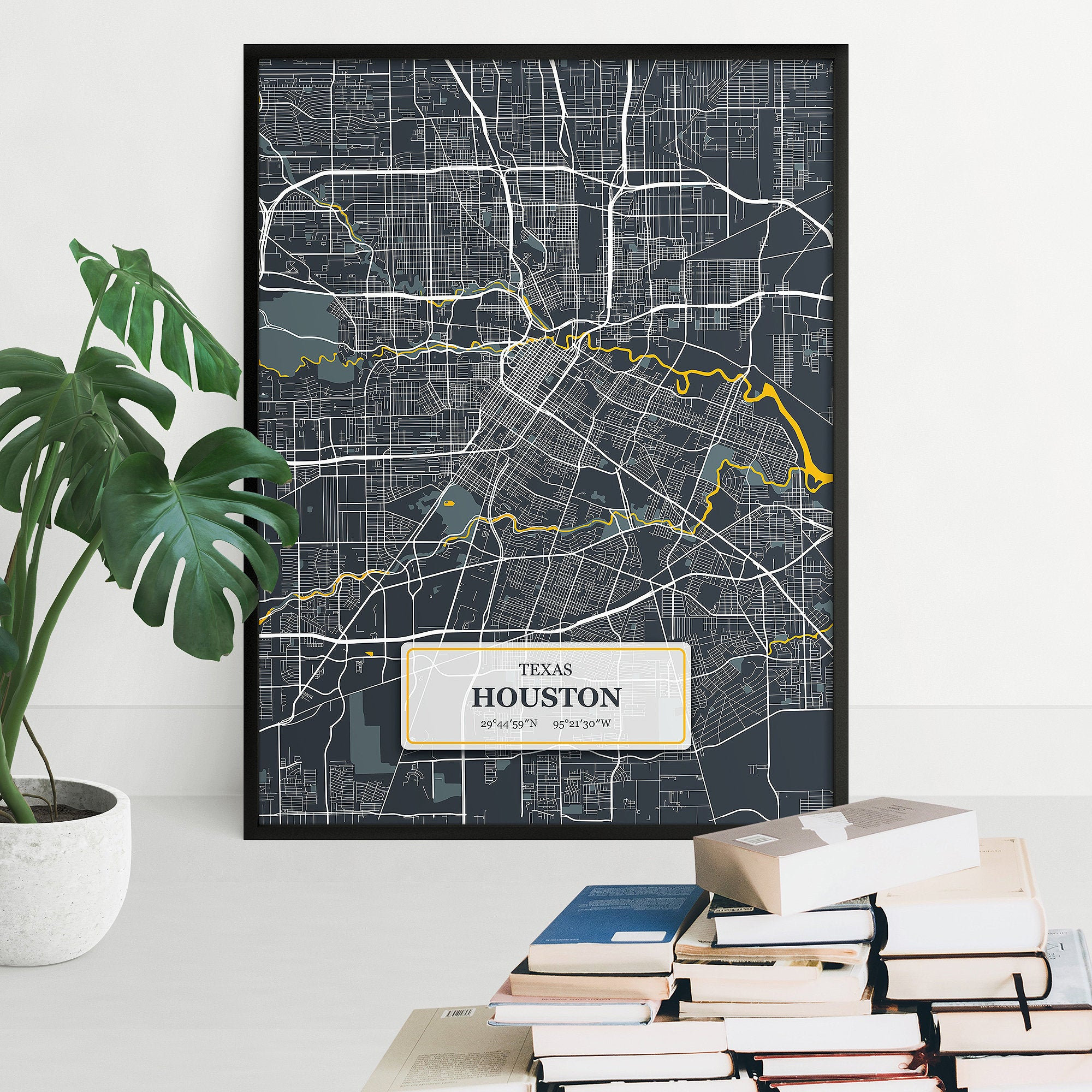 Houston Map Print Houston Wall Art Poster Houston Street - Etsy