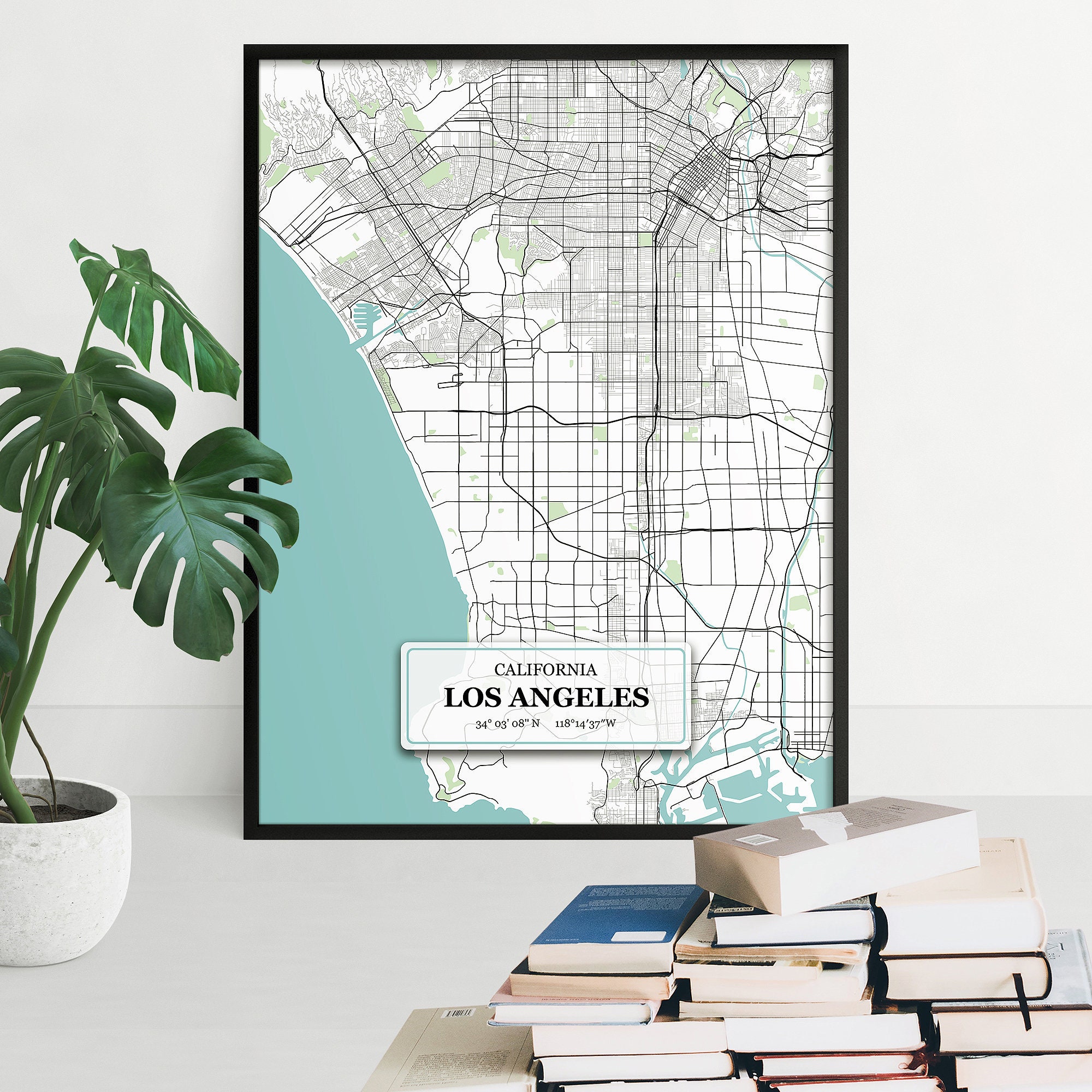 Los Angeles Wall Art Decoración de la pared del mapa de la Etsy