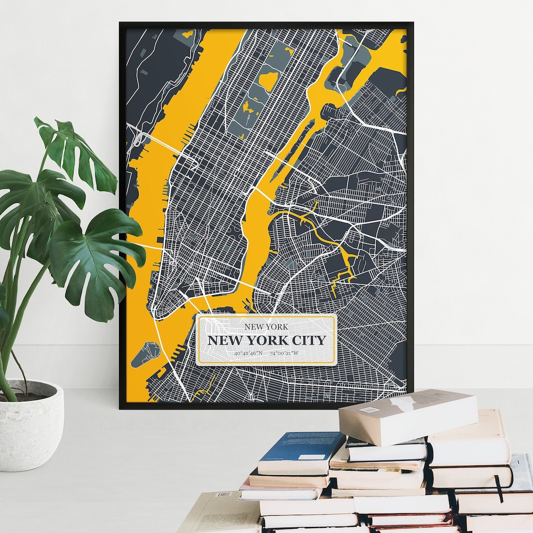 New York Map Print | New York Wall Art Poster | NYC | City Maps Artwork ...
