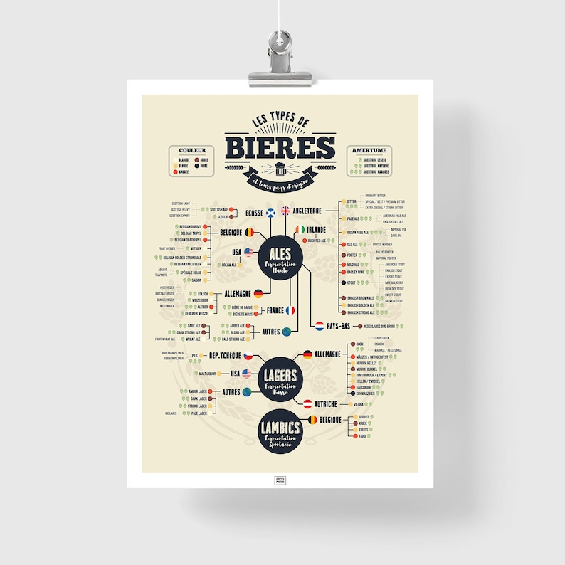 Beer Poster : the 73 Different Types of Beers in the World (FR) - Etsy