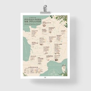 Carte des fromages de France: les 50 fromages Français AOP