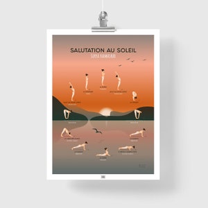 Yoga Poster: Sun Salutation – 12 asanas (FR)