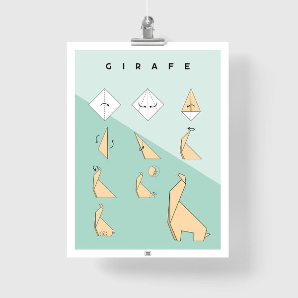 Affiche origami girafe