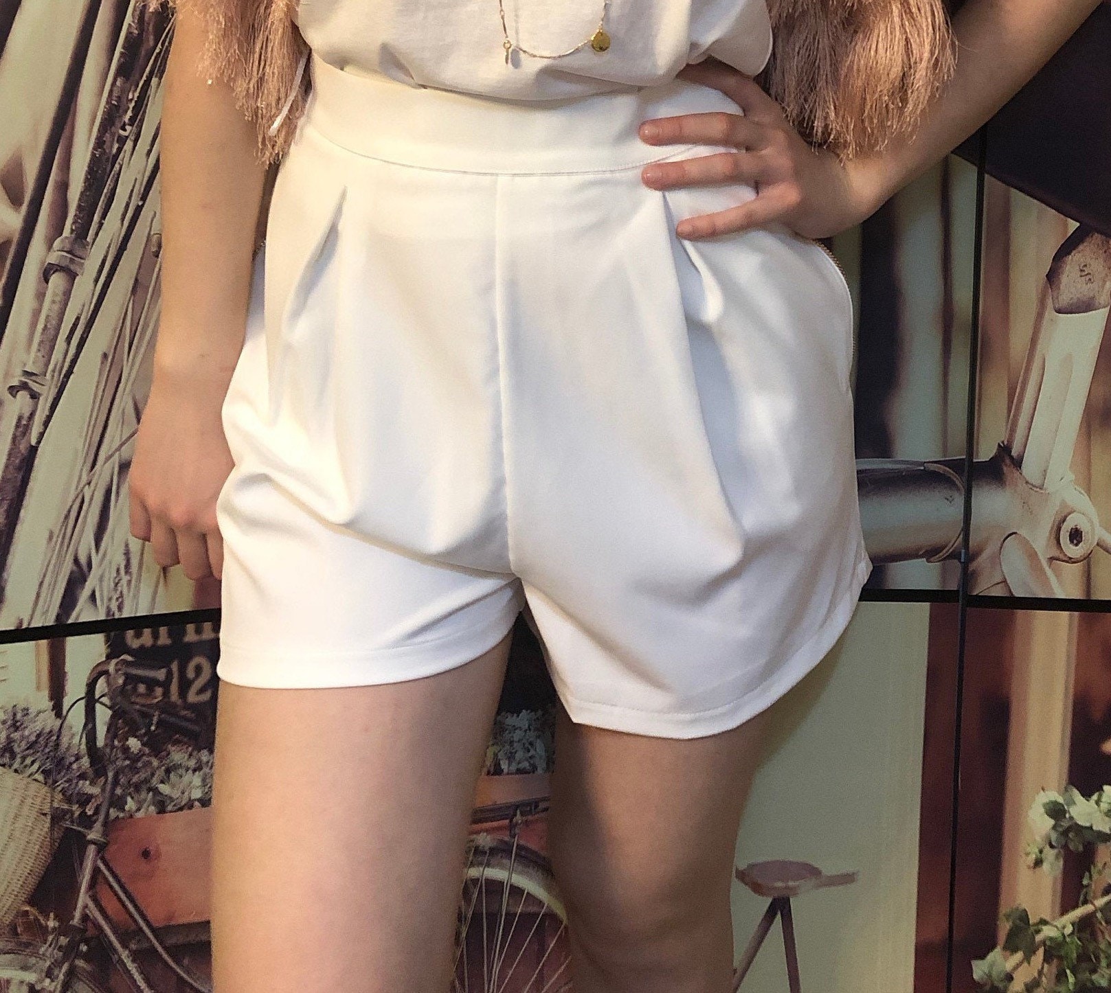 Celeste Gold-Tip Shorts (White)