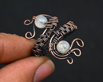 Moonstone Rings, Copper Wire  Brass Rings, Beautiful Firing Rings, Wholesale Lot,  Handmade Ring, Designer Ring, Women Jewelry, Gift For Her