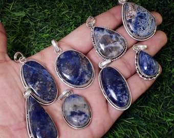 Natural Blue Sodalite Pendant* Silver Plated Pendants* Necklace Pendants* Natural Tiger Eye Pendants* Wholesale Mix Shape Pendants.