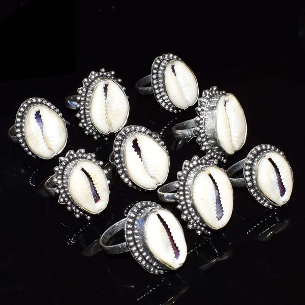 Real Shell Rings Brash & Silver Plated Ring, Handmade Jewelry, Traditional Jewelry, Wholesale Lot Ring, Gemstone Jewelry Gifted Rings