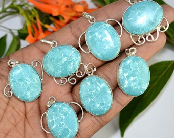 Natural Blue Larimar Gemstone Pendants For Jewelry,Traditional, Women Pendants. Wholesale Best Price Lots, Pendants, Party Wear & Gifted