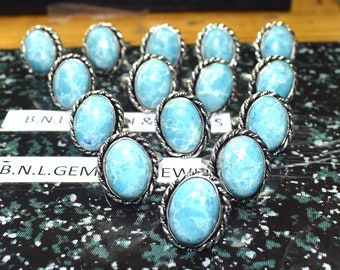 Wholesale Lot !! Blue Larimar Gemstone , Multi Color Ring, Silver Plated Ring, Handmade Ring, Personalized Ring, Women Jewelry