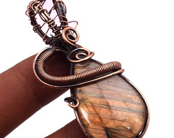 Most Beautiful Handmade jewellery Copper Plated Wire Wrapped Pendants Multi-color Labradorite Mixed Pendants Woman & Grils' Pendants SA-2