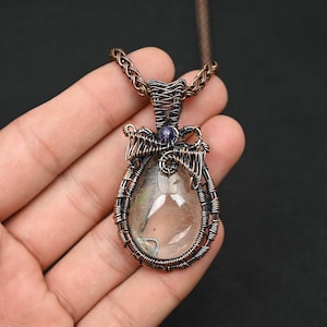 Crystal Quartz Copper Pendant Coper Wire Wrapped Gemstone Pendant Copper Jewelry Designer Pendant For Women Gift For Her Mothers Day Gift